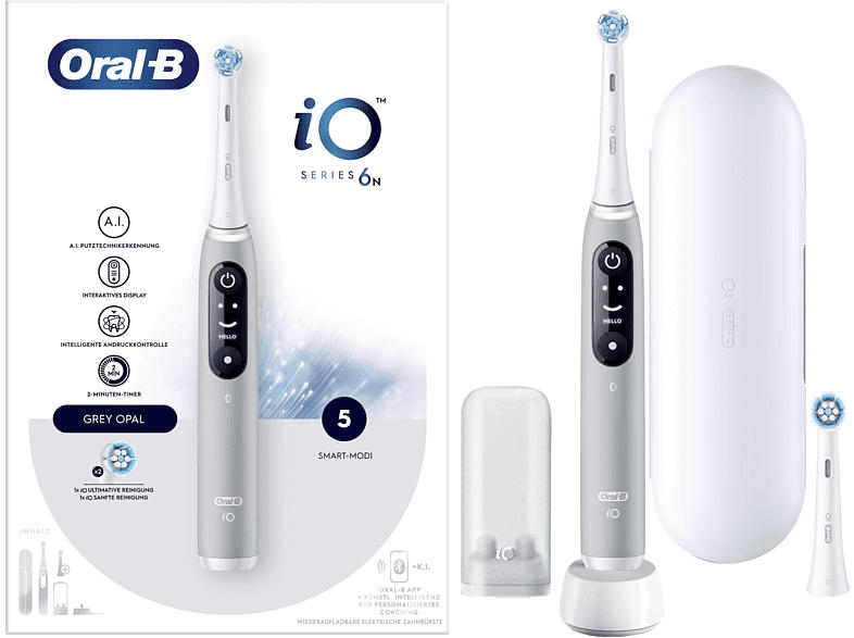 Oral-B iO Series 6 mit Reiseetui Elektrische Zahnbürste Grey Opal