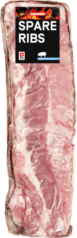 Denner BBQ Spare Ribs , Schwein, nature, ca. 500 g, per 100 g