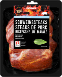 Denner BBQ Schweinssteaks, durchzogen, mariniert, 4 x ca. 170 g, per kg