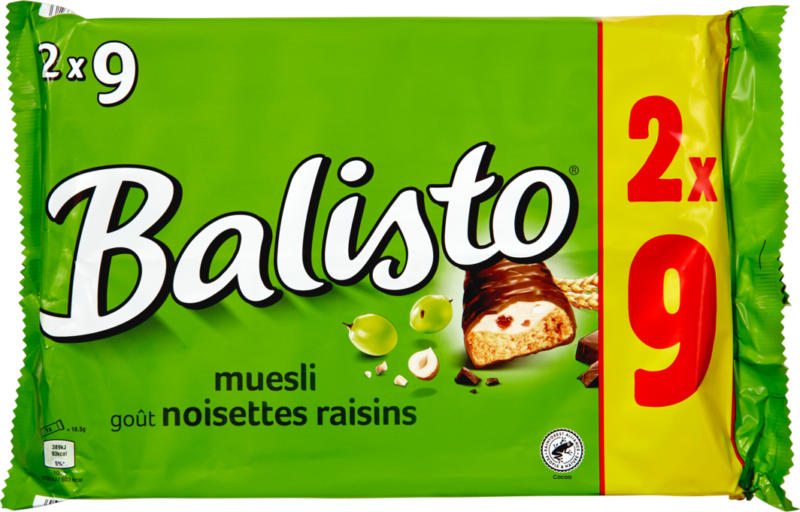 Barres aux céréales Muesli Balisto , 2 x 166 g