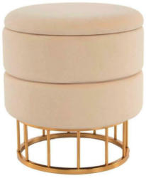 Pouf mit Stauraum Samt/Eisen Goldfarben/Beige H: 41 cm