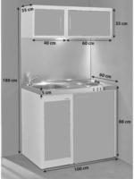 Möbelix Miniküche mit Kühlschrank + Kochfeld 100 cm Grau/Weiß