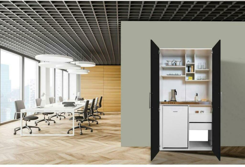 Schrankküche mit Kühlschrank + Kochfeld 104 cm Modern