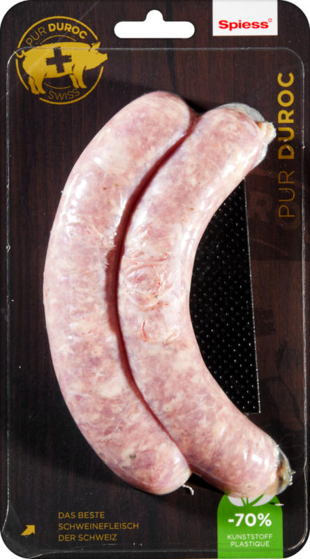 Saucisse à rôtir de porc Pur Duroc Spiess, Suisse, 2 x 130 g