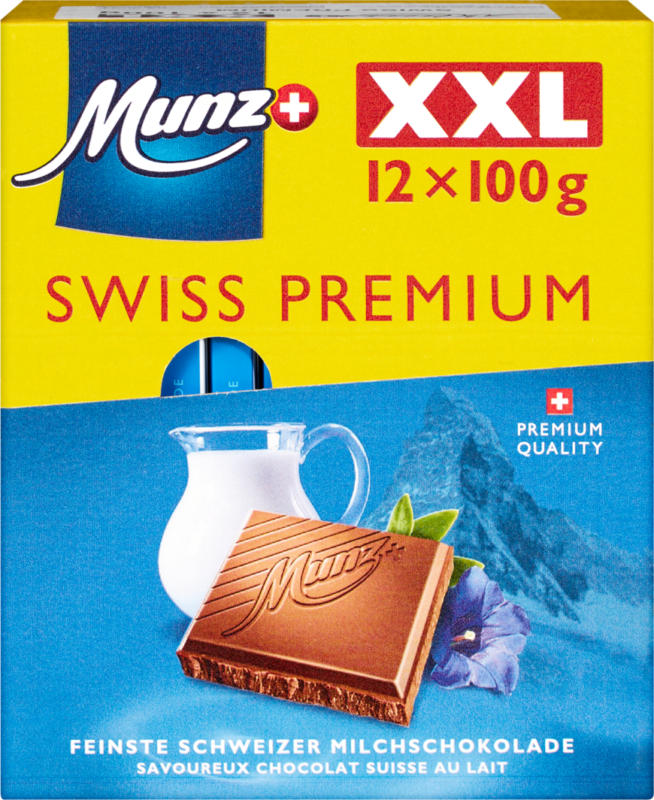 Munz Swiss Premium Milch , 12 x 100 pezzi