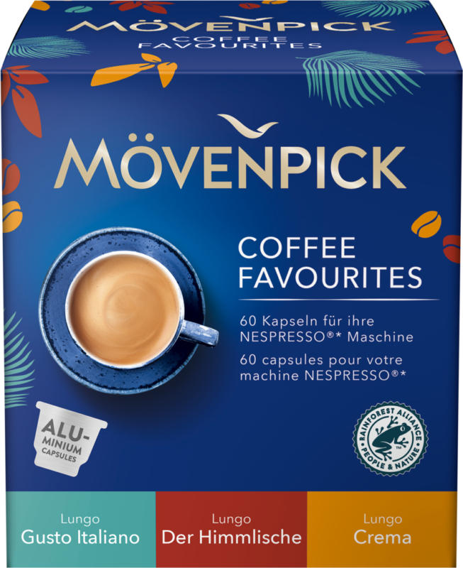 Mövenpick Kaffeekapseln, Discovery-Box, 3 Sorten, kompatibel mit Nespresso®-Maschinen, 60 Kapseln