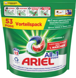 Lessive All in 1 Pods Universal Ariel , 53 pièces