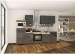 Küchenzeile Mailand mit Geräten 280 cm Anthrazit Elegant