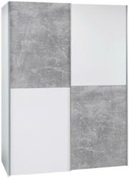 Schwebetürenschrank B: 170 cm Starter, Betonoptik/Weiß