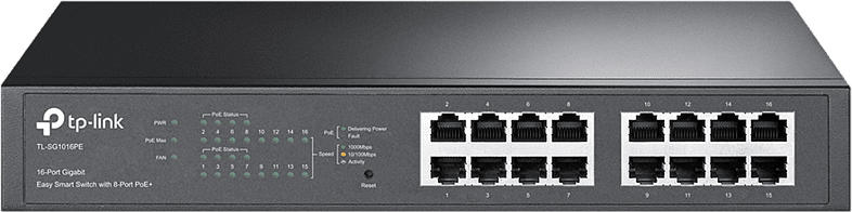 TP-Link Gigabit Easy Smart Switch TL-SG1000, 8x PoE+, Gb-LAN, Schwarz
