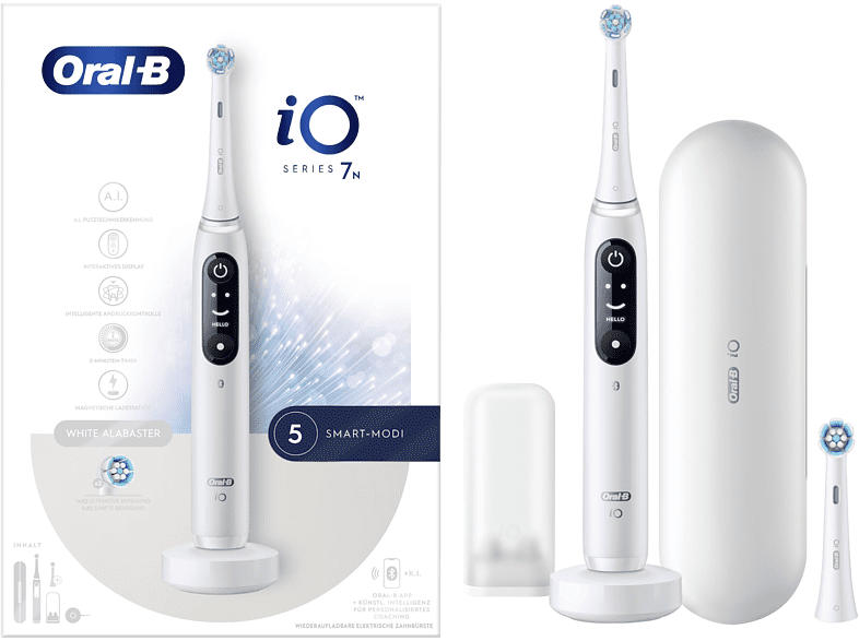 Oral-B iO Series 7N mit Reiseetui Elektrische Zahnbürste White Alabaster