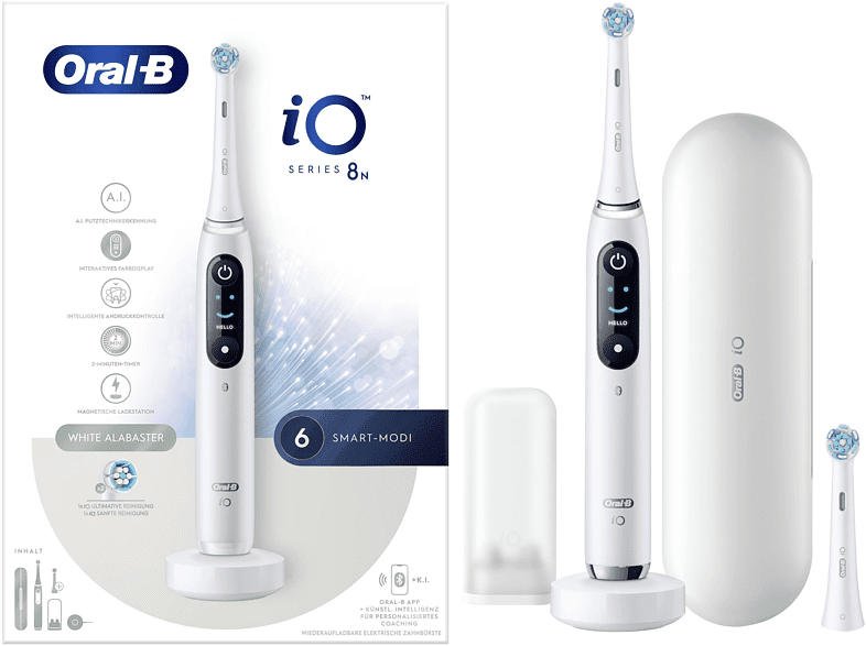 Oral-B iO Series 8n mit Reiseetui Elektrische Zahnbürste White Alabaster