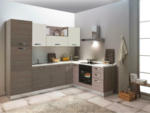 Möbelix Einbauküche Eckküche Möbelix Sofia mit Geräten 270x195 cm Creme/Ulmefarben