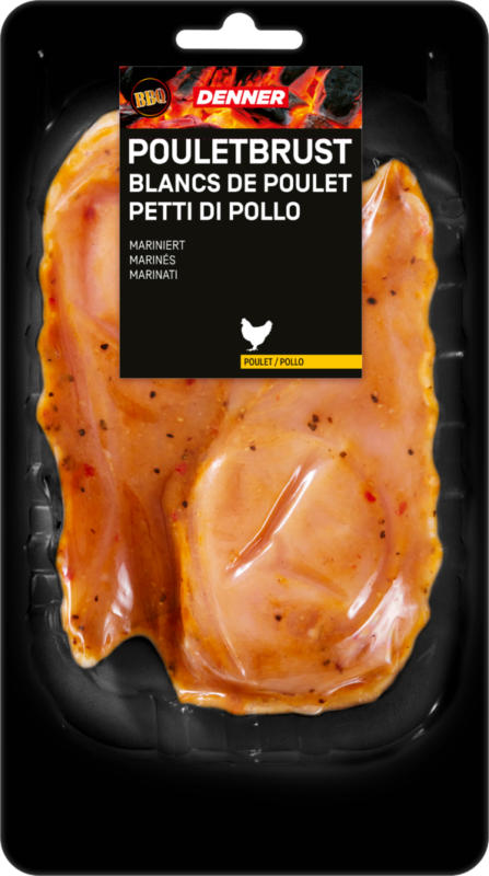Denner BBQ Pouletbrust , marinati, Slovenia, ca. 320 g, per 100 g