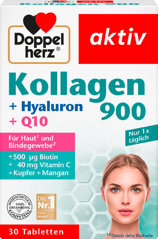 Doppelherz aktiv Kollagen 900 + Hyaluron + Q10 Tabletten