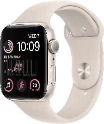 Apple Watch SE 2022 GPS 44mm Aluminium Polarstern Sportarmband; Smartwatch