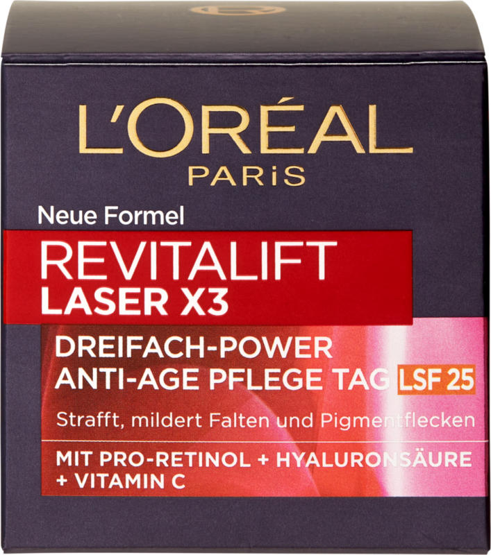Trattamento da giorno anti-âge Revitalift Laser X3 L’Oréal, FP 25, 50 ml