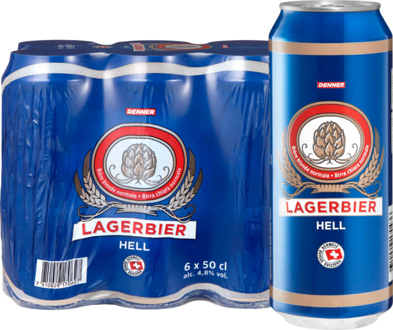 Denner Lagerbier hell, 6 x 50 cl