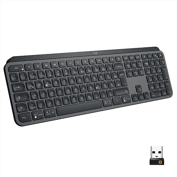 Logitech Logitech MX Keys - Fortschrittliche kabellose Tastatur mit Tastenbeleuchtung, USB-C, Graphite