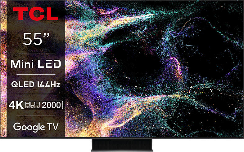 TCL 55C845 (55 Zoll, QLED Mini LED TV, Smart Google TV Dolby Vision, 144Hz Motion Clarity Pro, Sprachassistent); QLED TV