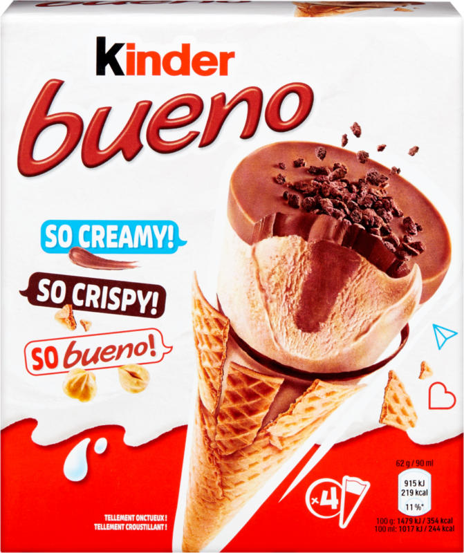 Kinder Bueno Classic Ice Cream Ferrero, 4 x 90 ml
