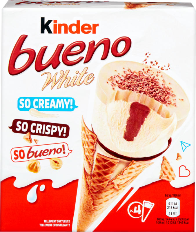 Kinder Bueno White Ice Cream Ferrero, 4 x 90 ml