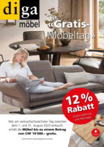 diga Möbel AG diga möbel Gratis-Möbeltag - bis 26.08.2023