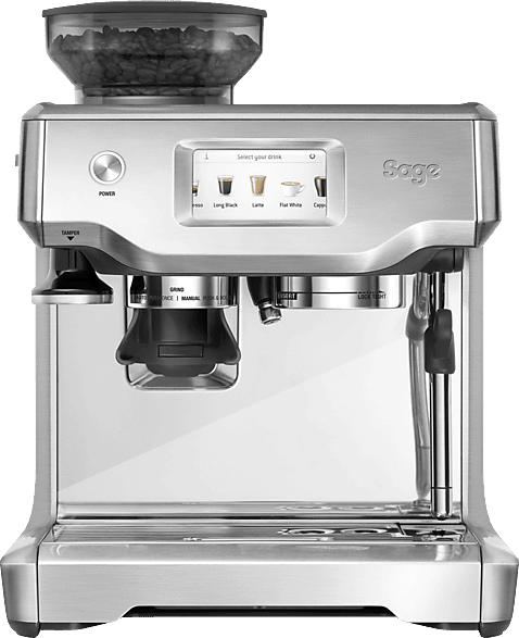 Sage SES880BSS4EEU1 the Barista Touch™ Espresso-Maschine (Gebürstetes Edelstahlgrau, Kegelmahlwerk aus Edelstahl, 2400 Watt, 9 bar)
