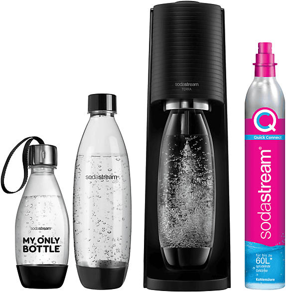 Sodastream Terra Vorteilspack Wassersprudler mit 3 Flaschen, CO² Zylinder inklusive: Ja , Schwarz