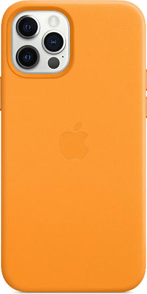 Apple Leder Case mit MagSafe in California Poppy für iPhone 12/12 Pro (MHKC3ZM/A); Schutzhülle