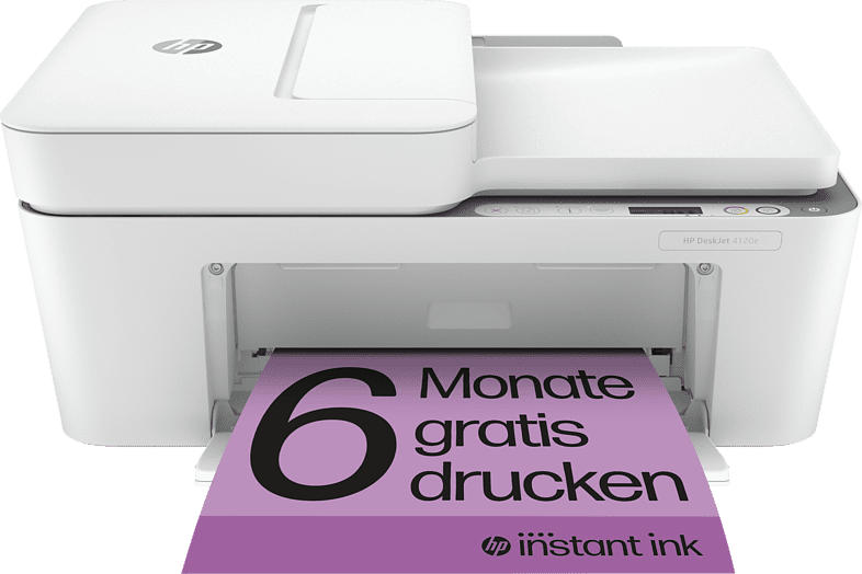 HP Multifunktionsdrucker DeskJet 4120e Weiß Inkl. 6 Probemonate Instant Ink mit HP+