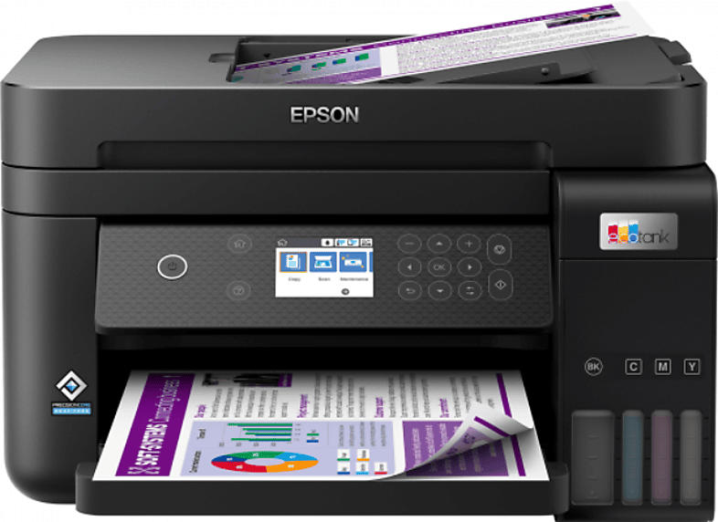 Epson Multifunktionsdrucker EcoTank ET-3850, 8.5 S/min, Refill-System, Tinte, Wi-Fi+Ethernet, Schwarz