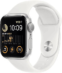 Apple Watch SE 2022 GPS 40mm Aluminium Silber Sportarmband Weiß; Smartwatch