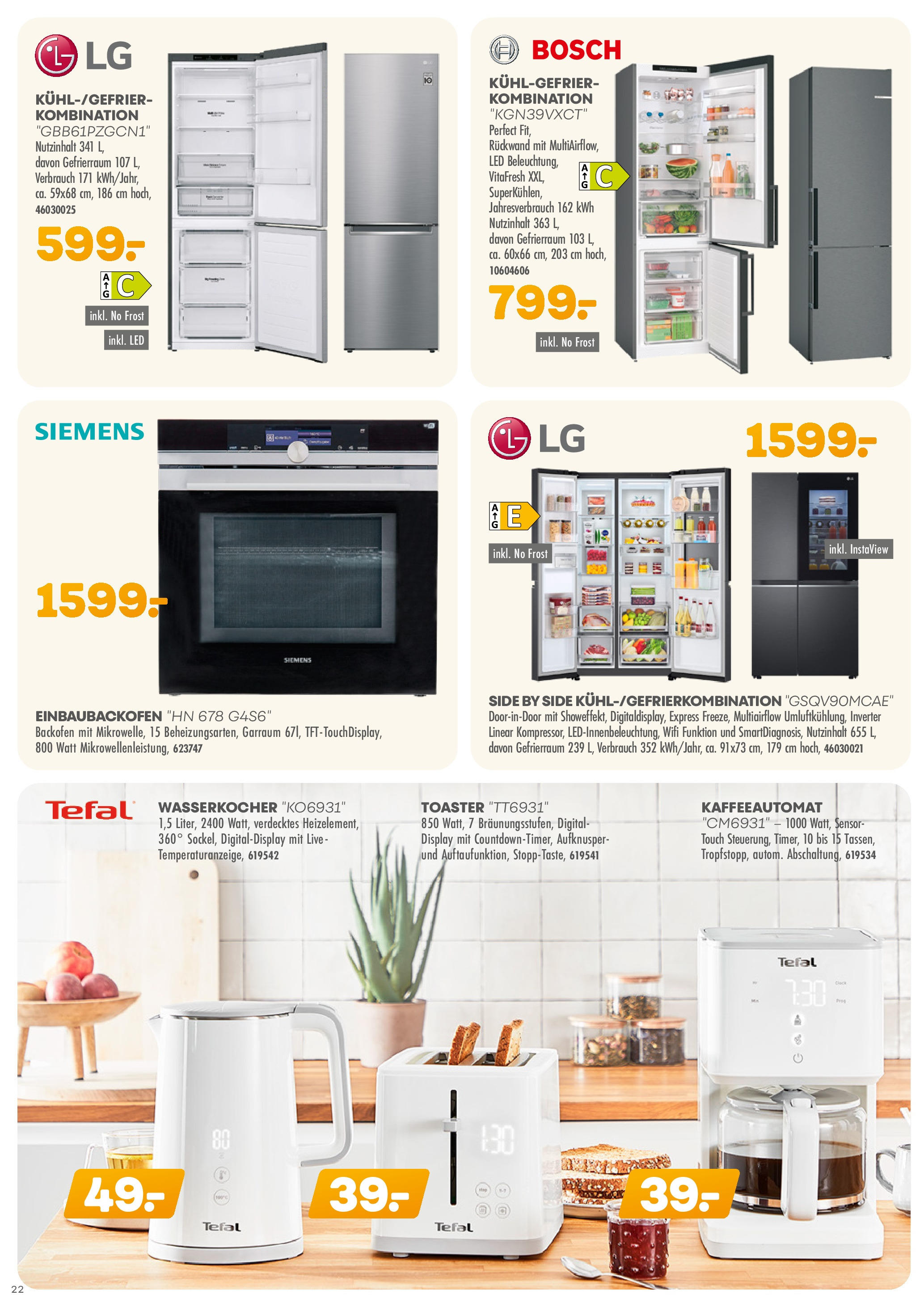 Möbel Kraft Prospekt (ab 08.08.2023) zum Blättern | Seite: 22 | Produkte: Wasserkocher, Backofen, Bosch, LED Deckenleuchten Möbel Kraft Prospekt (ab 08.08.2023) zum Blättern | Seite: 22 | Produkte: Wasserkocher, Backofen, Bosch, LED Deckenleuchten