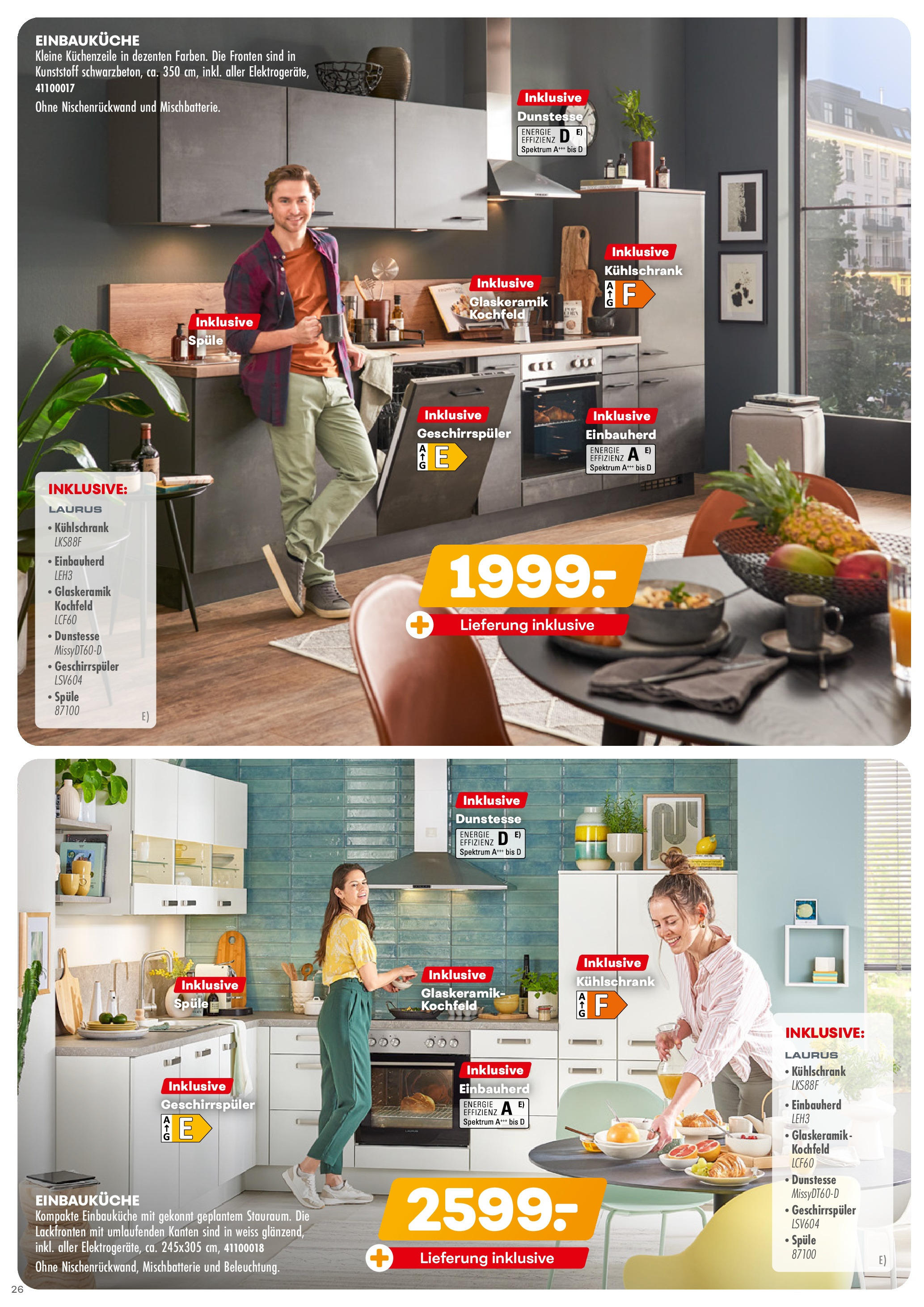 Möbel Kraft Prospekt 	 (ab 08.08.2023) zum Blättern | Seite: 26 | Produkte: Kochfeld, Küchenzeile, Mini kühlschrank, All in one pc