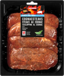 Steaks au cognac BBQ Denner, Romsteck de porc, marinés, 4 x 150 g