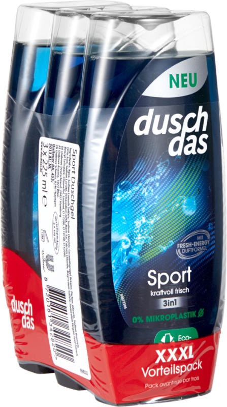 Duschdas Shower Sport, 3 x 225 ml