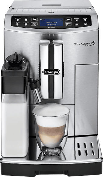 De'Longhi ECAM 516.45 Prima Donna Kaffeevollautomat (Silber, Adaptive Mahltechnologie, 19 bar, integrierter Michbehälter)