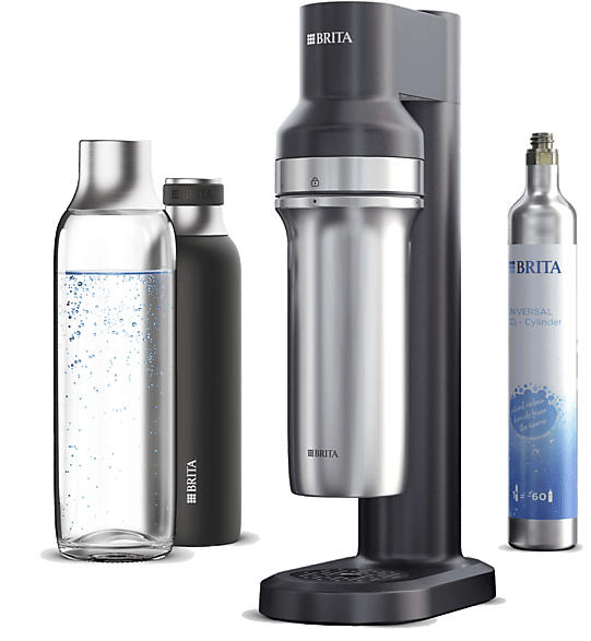 Brita sodaTRIO Wassersprudler mit 2 Flaschen, CO² Zylinder inklusive: Ja , Schwarz