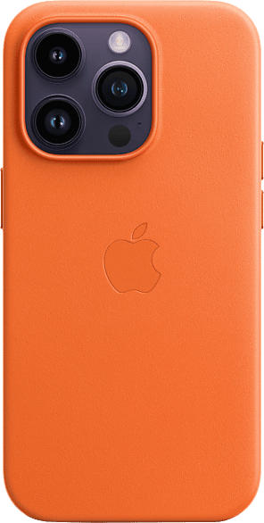 Apple Leder Case mit MagSafe für iPhone 14 Pro, Orange; Schutzhülle