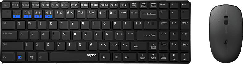 Rapoo 184530 Kabelloses ultraflaches Multi-Mode-Deskset "9300M", Schwarz; Tastatur-Maus Set