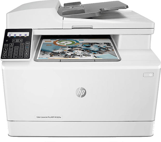 HP Multifunktionsdrucker Color LaserJet Pro MFP M183fw, Farblaser, weiß (7KW56A)