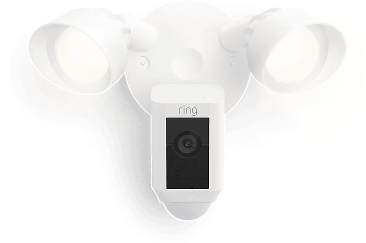 ring Floodlight Cam Wired Plus - Überwachungskamera, FHD, 2 LED-Flutlichter, WLAN, Nachtsicht, Weiß