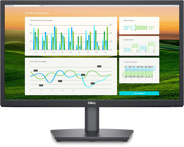 Dell Monitor E2222HS, 22 Zoll, FHD, 60Hz, VA, 250cd, Höhenverstellbarkeit, Lautsprecher, Schwarz