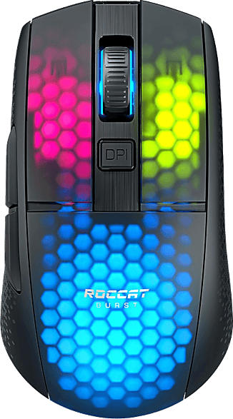 Roccat Gaming Maus Burst Pro Air, 2.4GHz/Bluetooth, 19000 dpi, 400 IPS , RGB-LED, Schwarz