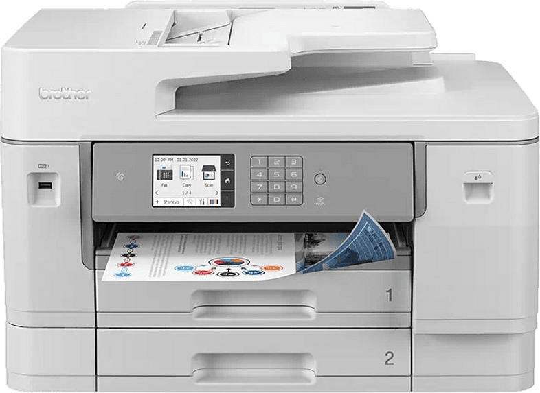 Brother Multifunktionsdrucker MFC-J6955DW for Business, A3 Drucken/Scannen, A4 30 S./Min, Tinte, Duplex, 9.14cm Touchscreen, WLAN/Ethernet, Weiß