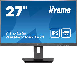 iiyama ProLite XUB2792HSN-B5 Monitor for Business, 27 Zoll, FHD, 75Hz, 4ms (GTG), USB-C Dock, Gb-LAN, 250cd, IPS, 99% sRGB, Lautsprecher, Schwarz