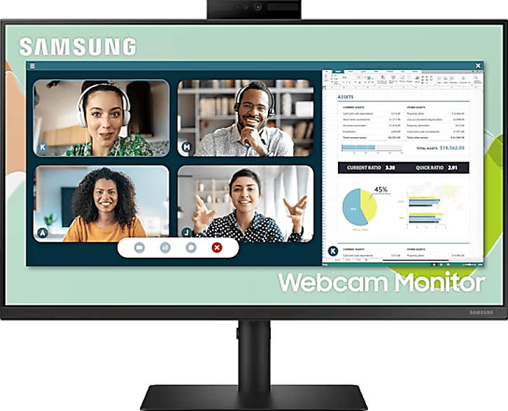 Samsung S24A400VEU Monitor For Business, 24 Zoll Full-HD, 75Hz, 5ms (GTG), 250cd, IPS Panel, Webcam, USB-Hub, Schwarz