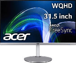 Acer CBA322QUsmiiprzx Monitor, 31.5 Zoll, WQHD, 75Hz, 1ms, 300cd, IPS, HDR10, 2x Audio, Silber/Schwarz