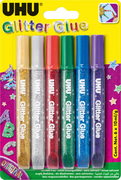 UHU Glitter Glue Tube (6x10ml)